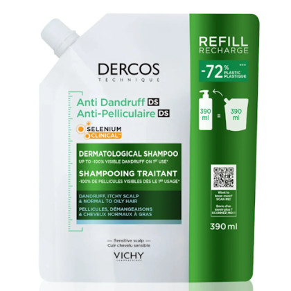 Vichy Dercos DS šampon proti lupům - normální až mastné vlasy 390 ml náhradní náplň